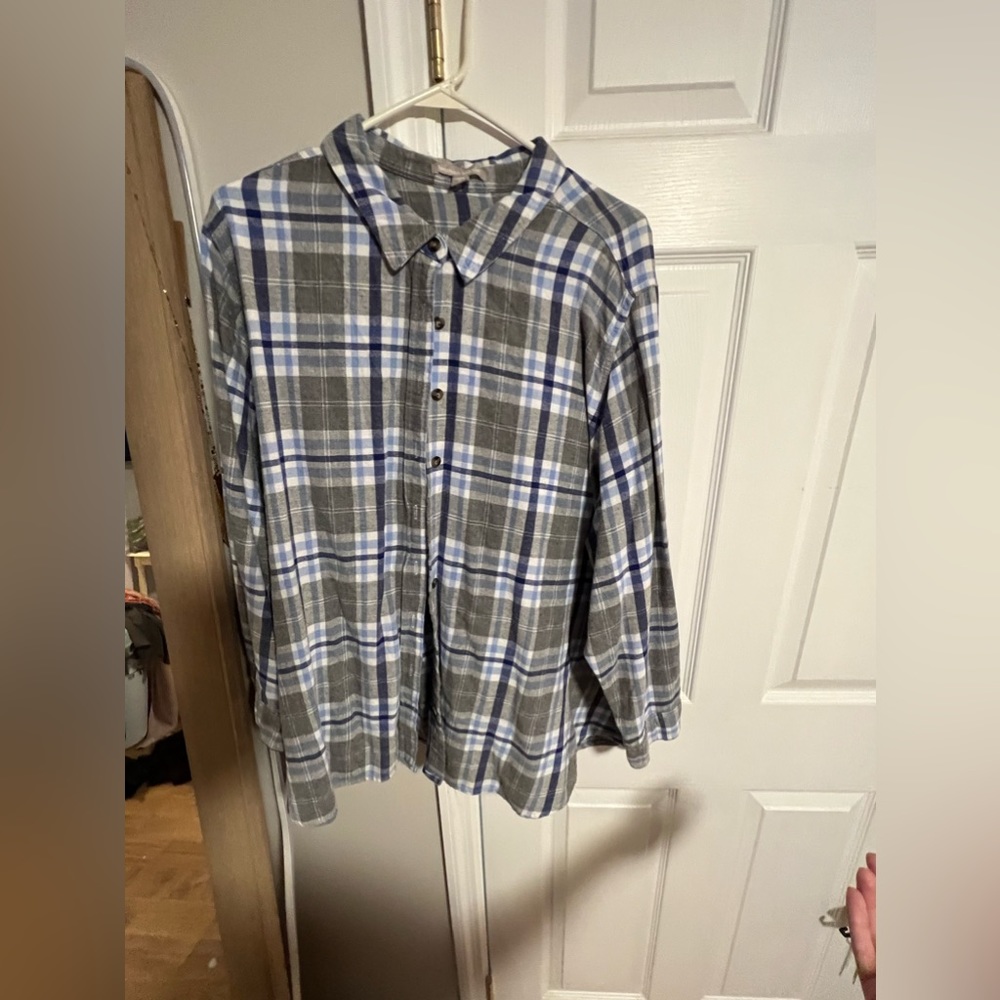 Gray and blue flannel